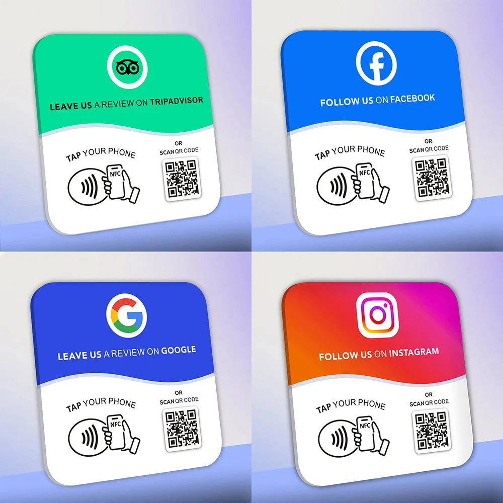 Personlig Akryl QR-Skylt Med NFC För Sociala Medier