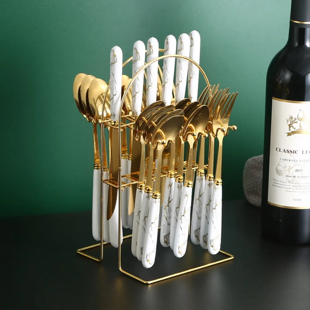 Elegant Bestickset 24 pack + 1 Bestickställ